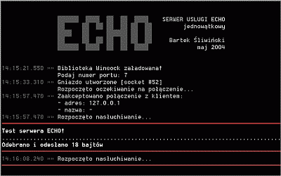 Jednowątkowy serwer ECHO